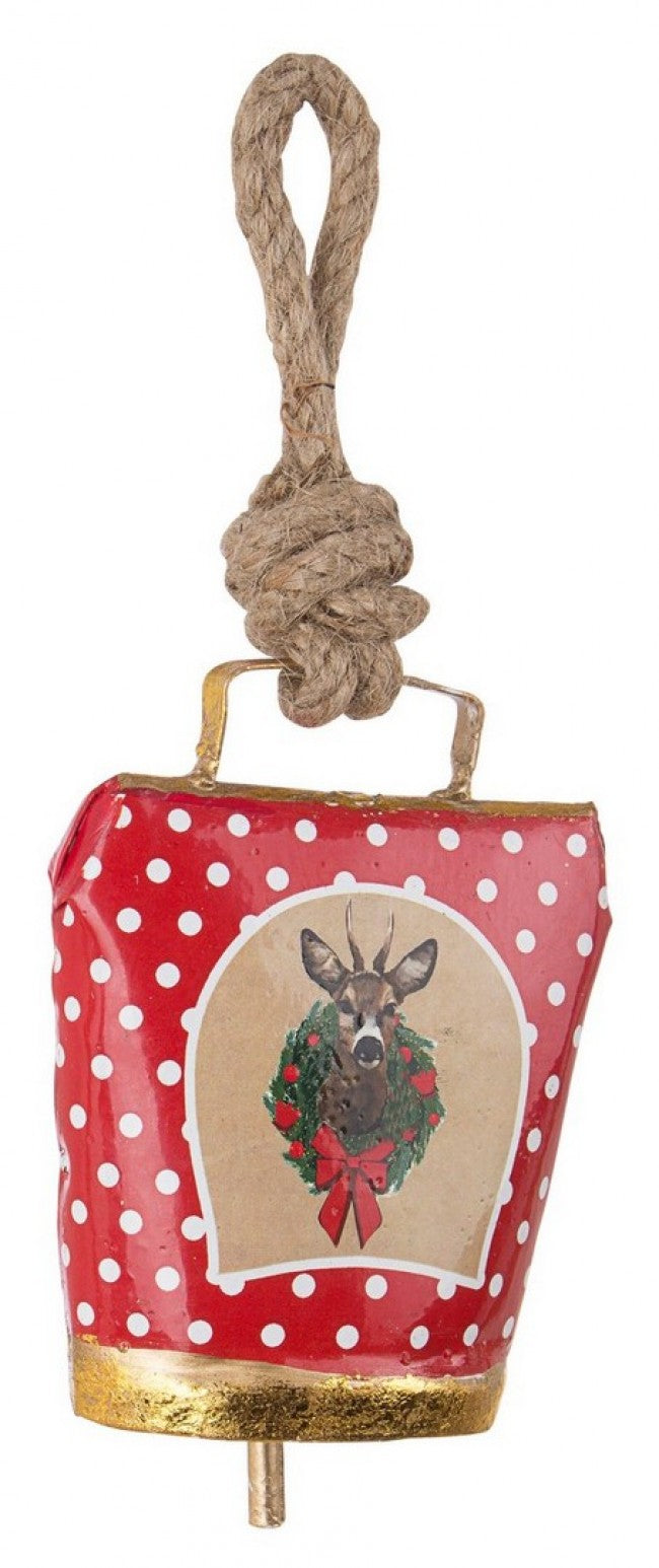 12x Wendi Cloche Pendentif Renne Pois Rouge