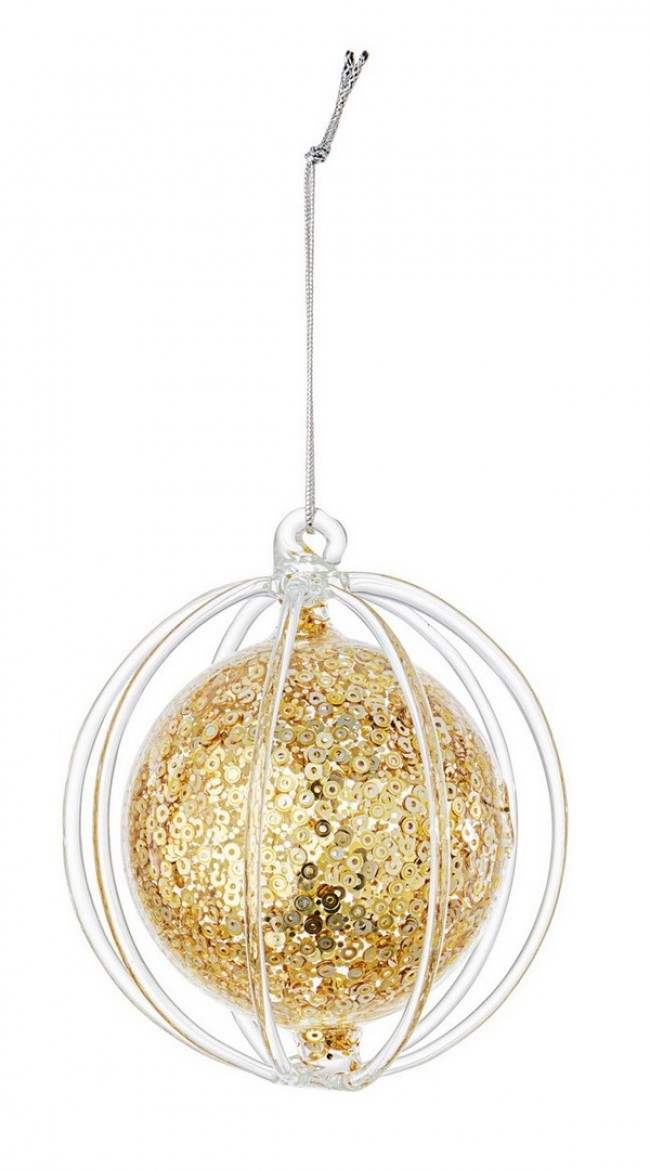 6x Sphère Vt Paillettes Or D9.2