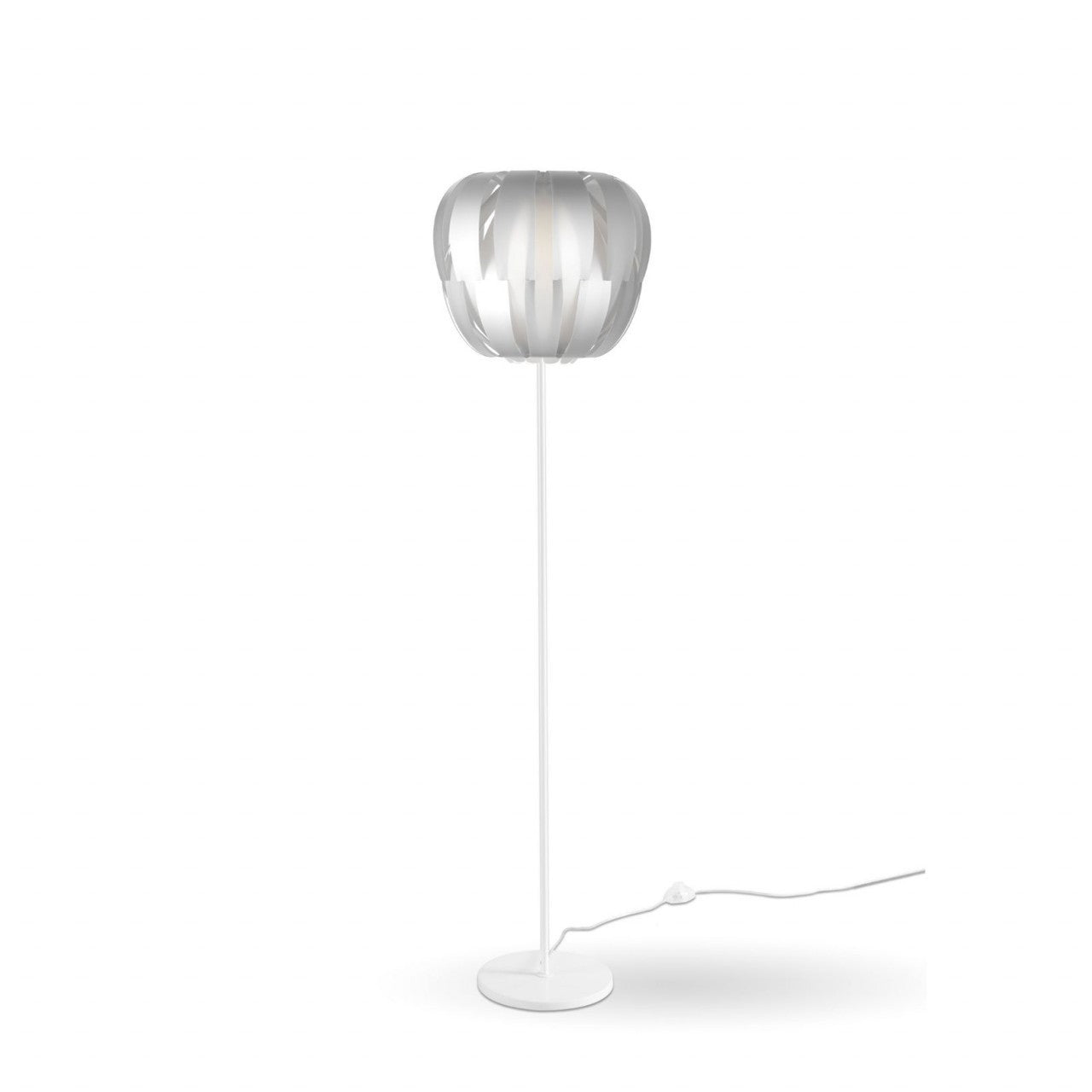 Lampadaire avec base et tige en métal argenté Cm. 42x172h