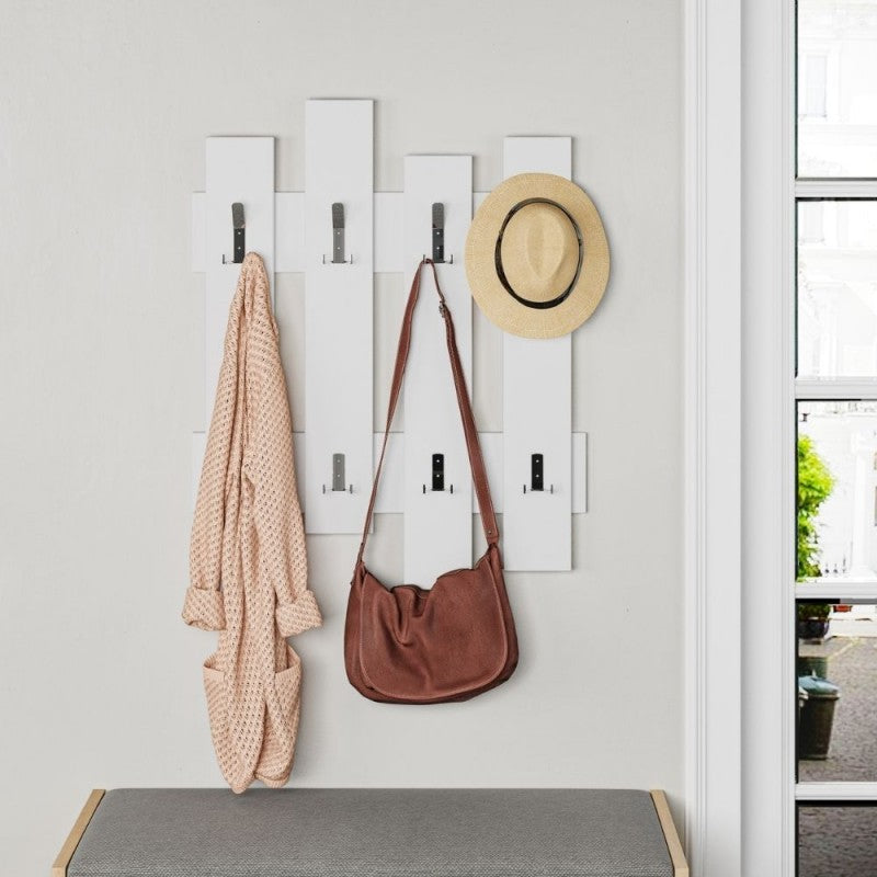 Appendiabiti a muro bianco con 8 ganci Wave 64xh.81 cm