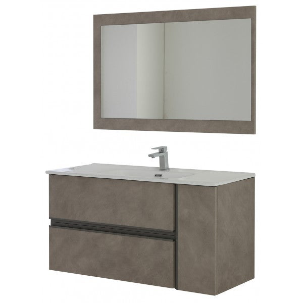 Composition de salle de bain couleur frêne avec deux tiroirs et une porte 110x46x h57 cm