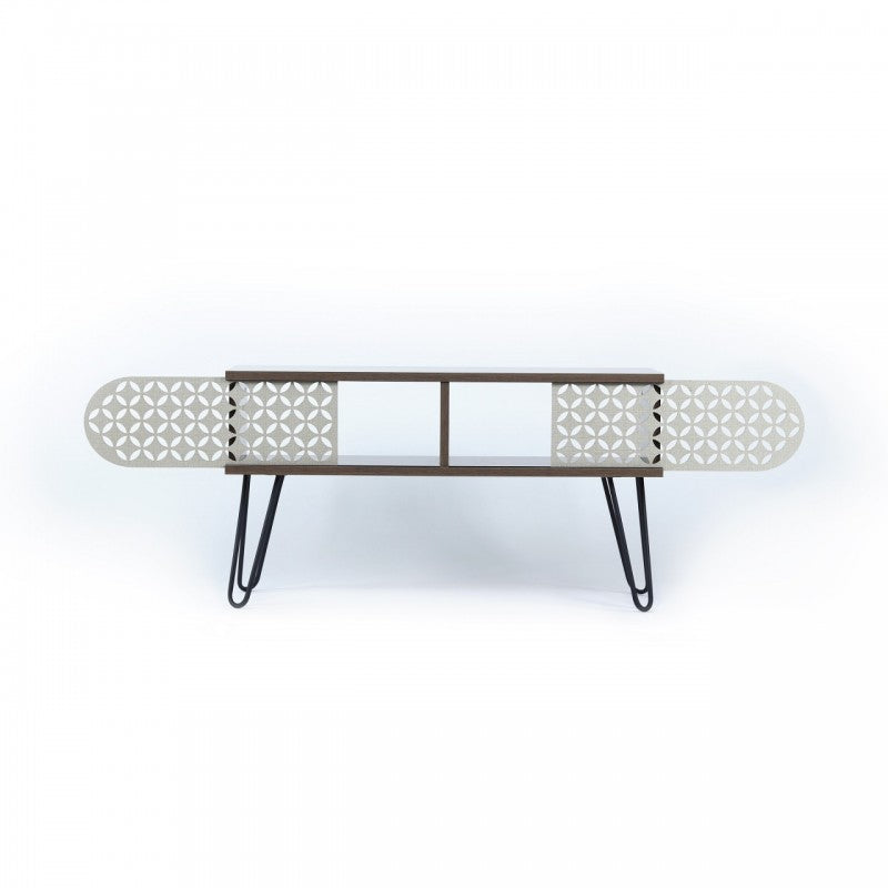 Meuble TV industriel urbain en noyer noir cm 106 x 30 x 48 h