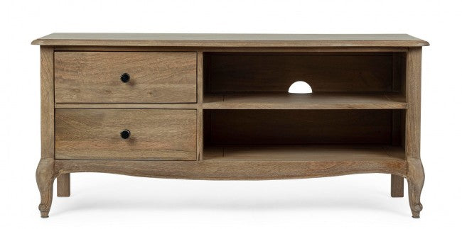 Meuble TV en bois de style classique avec 2 tiroirs