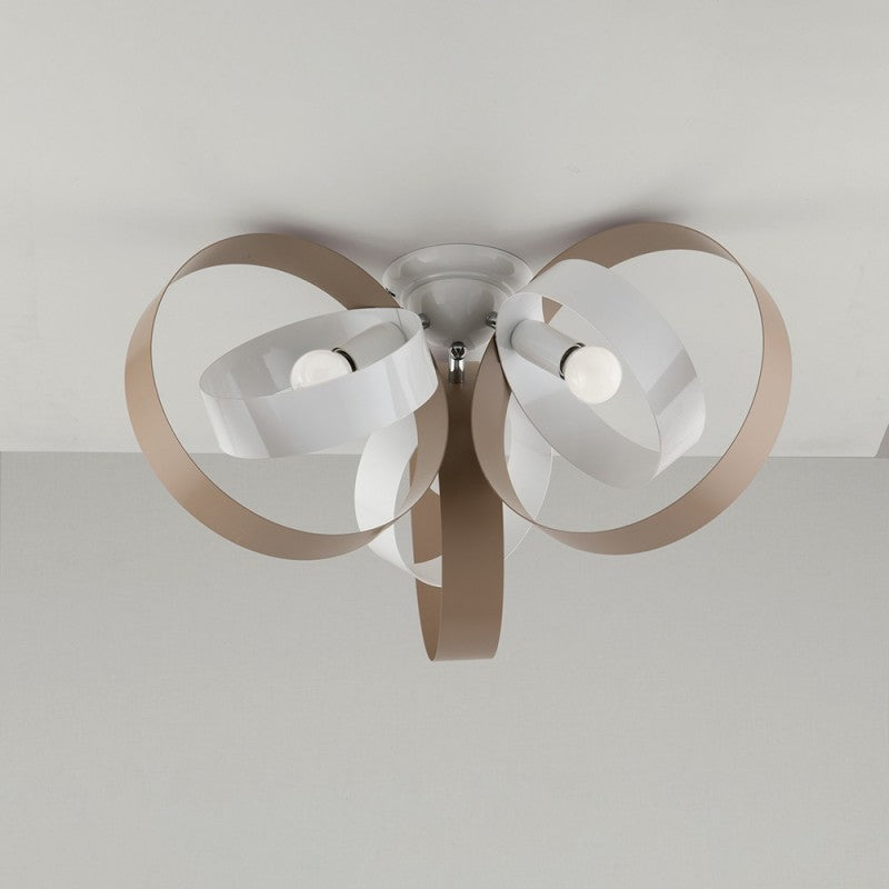 Plafonnier moderne en fer à trois lumières, trois lumières, blanc gris tourterelle, 44x h26 cm