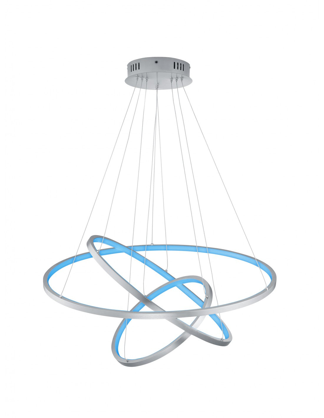 Suspension Anneaux LED 80w RGB Dimmable Aaron Nichel Trio Lighting