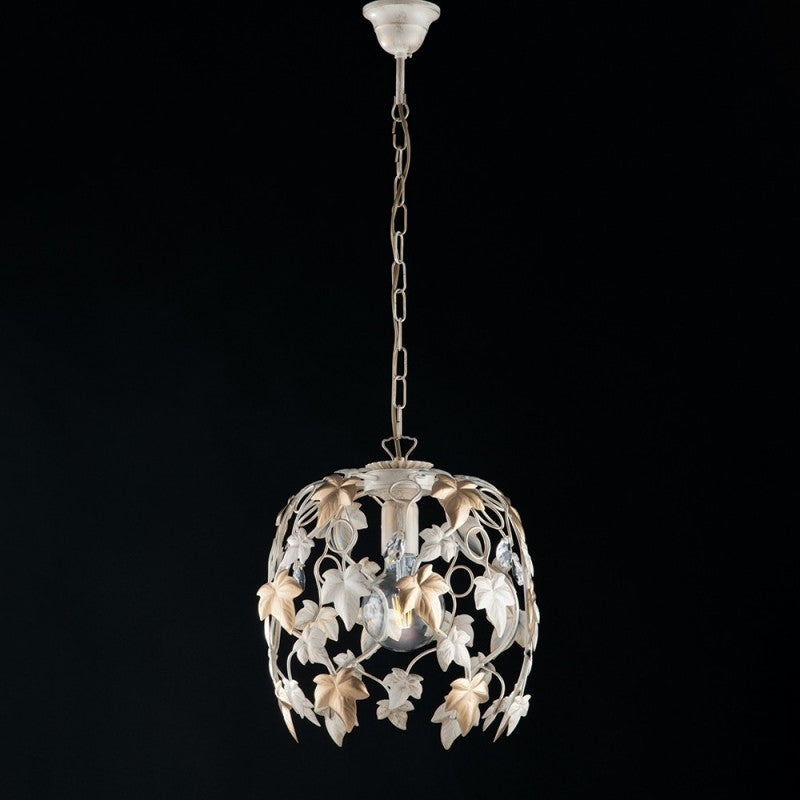 Lustre suspension en fer Ivoire Clair Or 30x h37 cm lierre