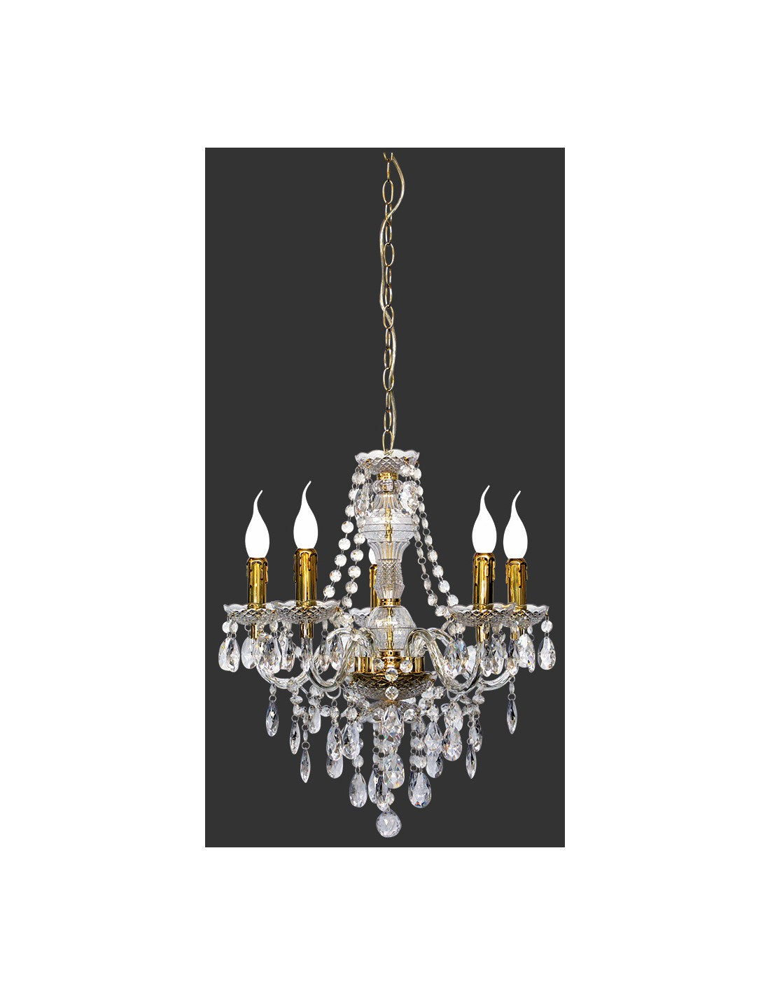 Lustre de salle à manger avec bras Lüster Classic 5 lumières en laiton avec trio de suspensions lumineuses