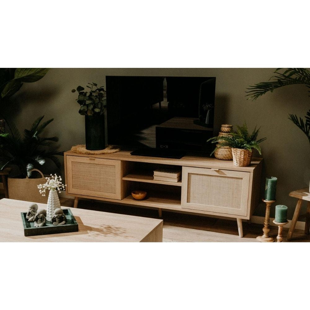 Meuble TV Bali 56A avec 2 portes effet osier