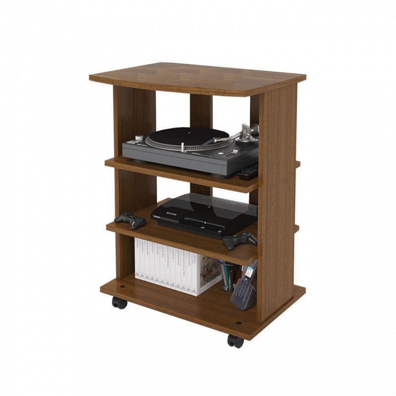 Desserte TV antique en noyer avec 2 étagères ouvertes 60x45xH 81 cm