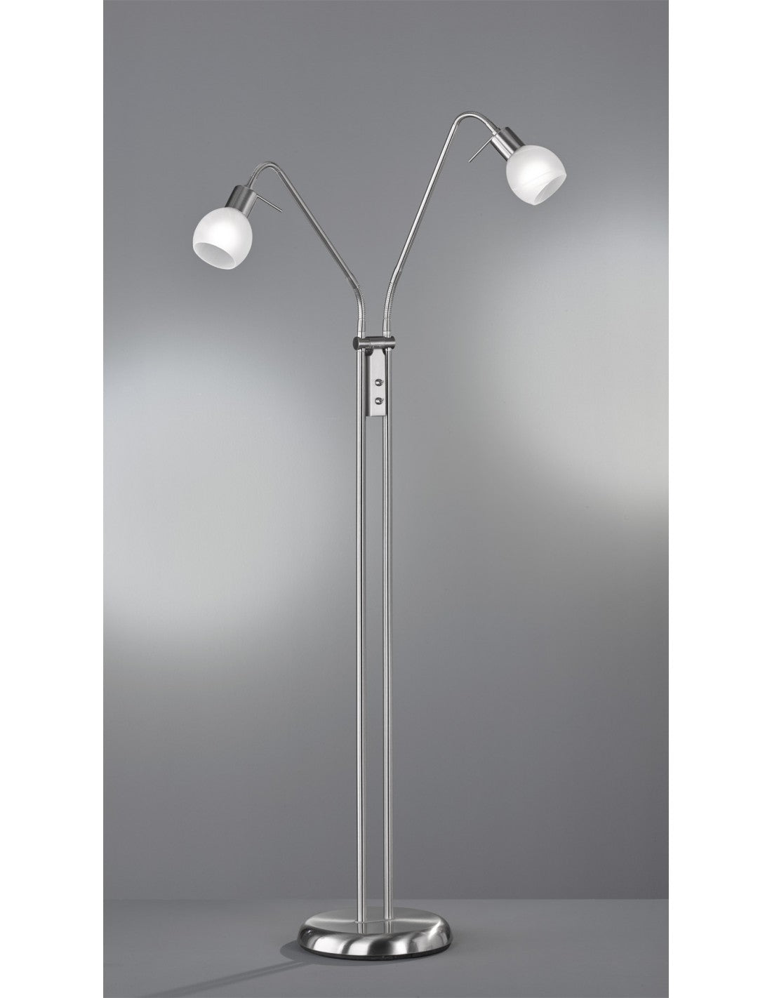 Lampadaire Nickel et Verre Blanc 2xE14 H125 cm Antibes Trio Lighting