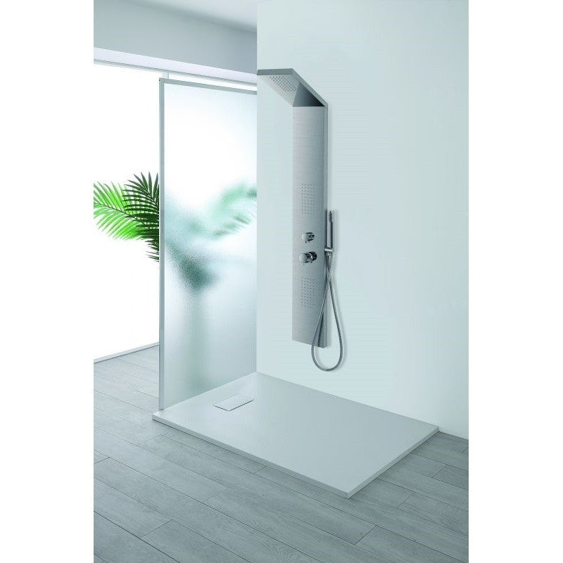 Colonne de douche murale carrée en acier brossé 150x20 cm