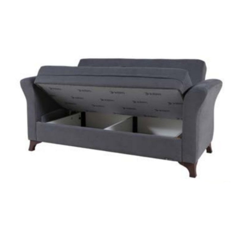 Canapé deux places en tissu avec rangement Gris BUKET 160x86x h85 cm