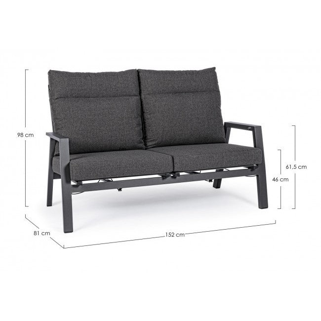 Canapé 2 places avec coussins inclinables avec coussins Kledi anthracite