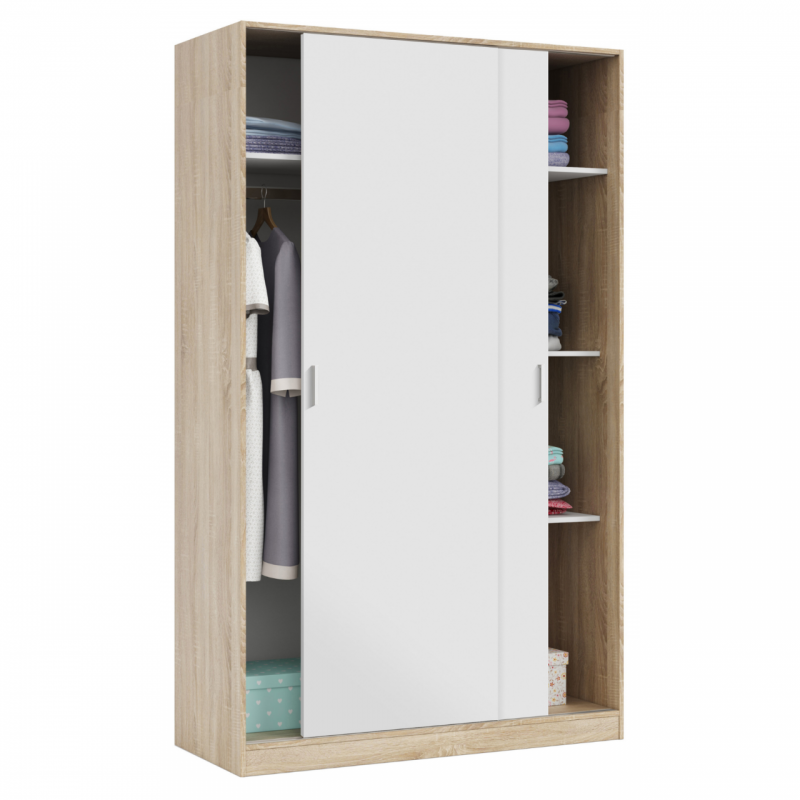 Armoire 2 portes coulissantes 120 x 50 x 20 cm chêne