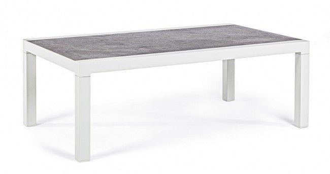 KLEDI LUNAR Table basse d'extérieur en aluminium blanc 120x70x h43 cm