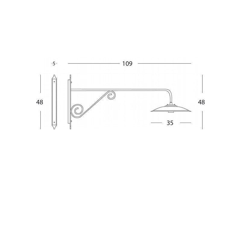 Applique Longue Grande, ligne graphite antique