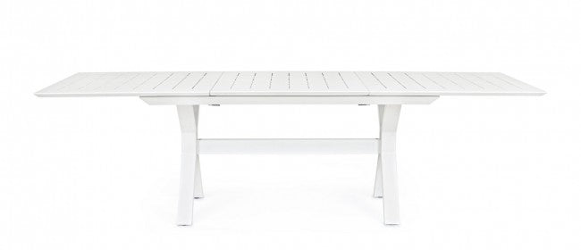 Table de jardin extensible Kenyon blanche 180-240 x 100 cm