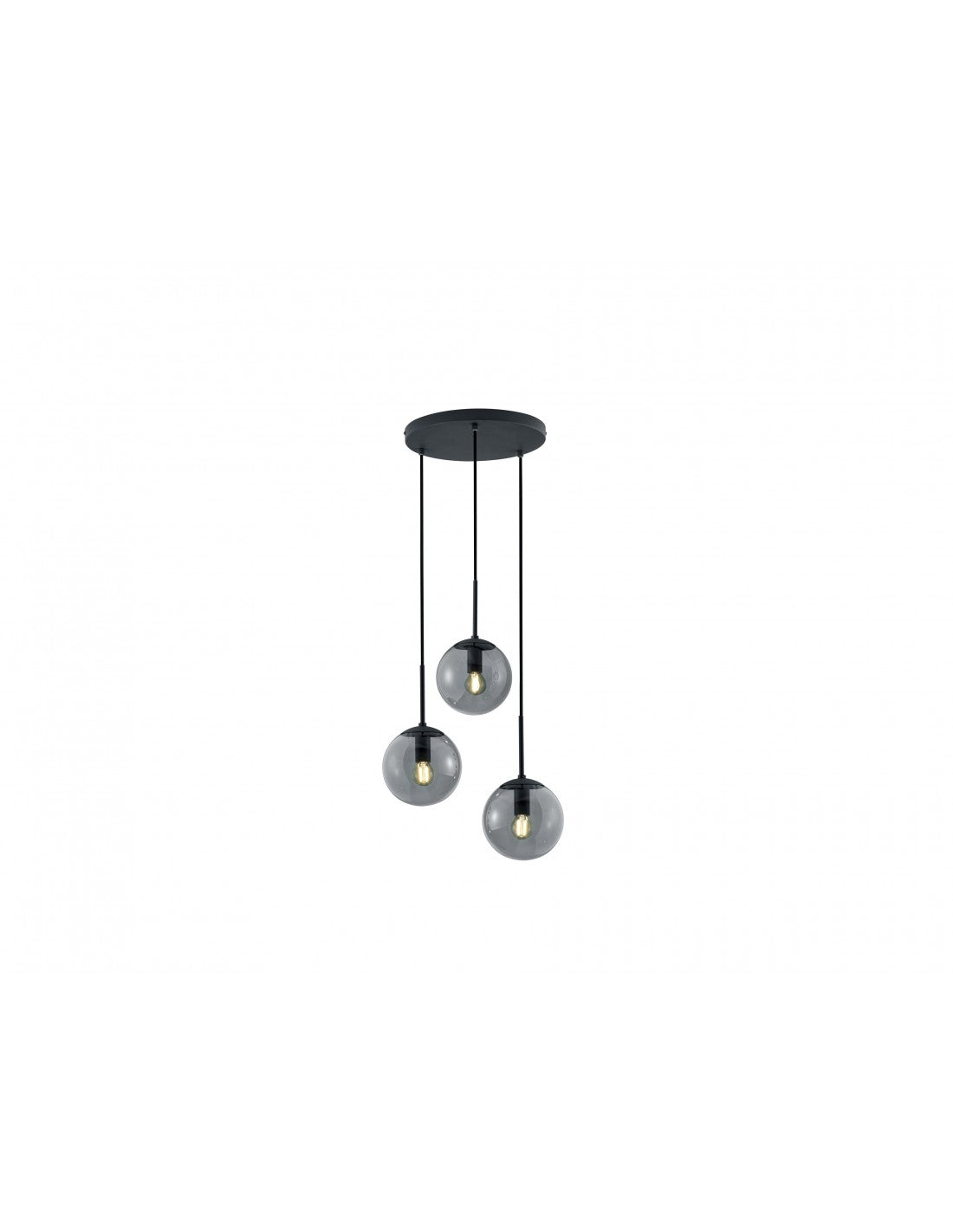 Suspension Ronde Moderne 3 Lumières Sphères En Verre Fumé Balini Trio Lighting