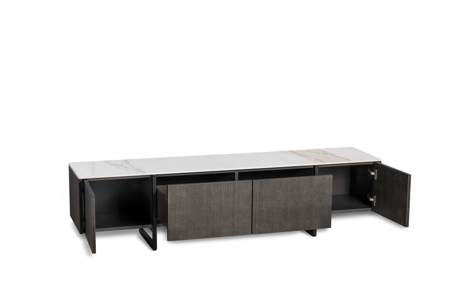 Meuble TV blanc-gris foncé 40 cm x 180 cm H. 45 cm