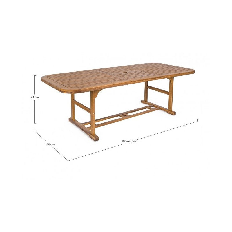 Table d'extérieur extensible Noemi en bois 180-240x100x h 74cm
