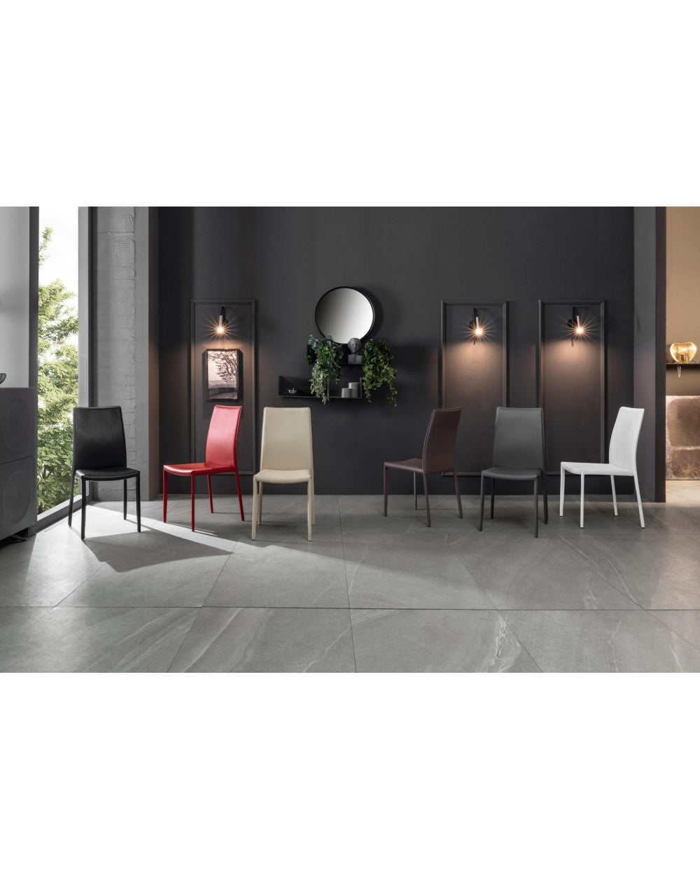 4x Chaise Kitty STS simili cuir et métal blanc