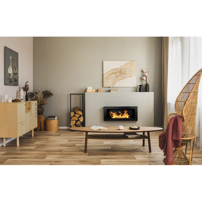 Cheminée bioéthanol murale ou encastrable Lucca Nero L 90 x P 12 x H 40