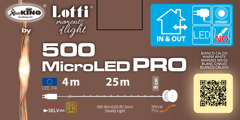 Bobine chaîne MicroLED PL 500 Câble cuivre blanc chaud 25m