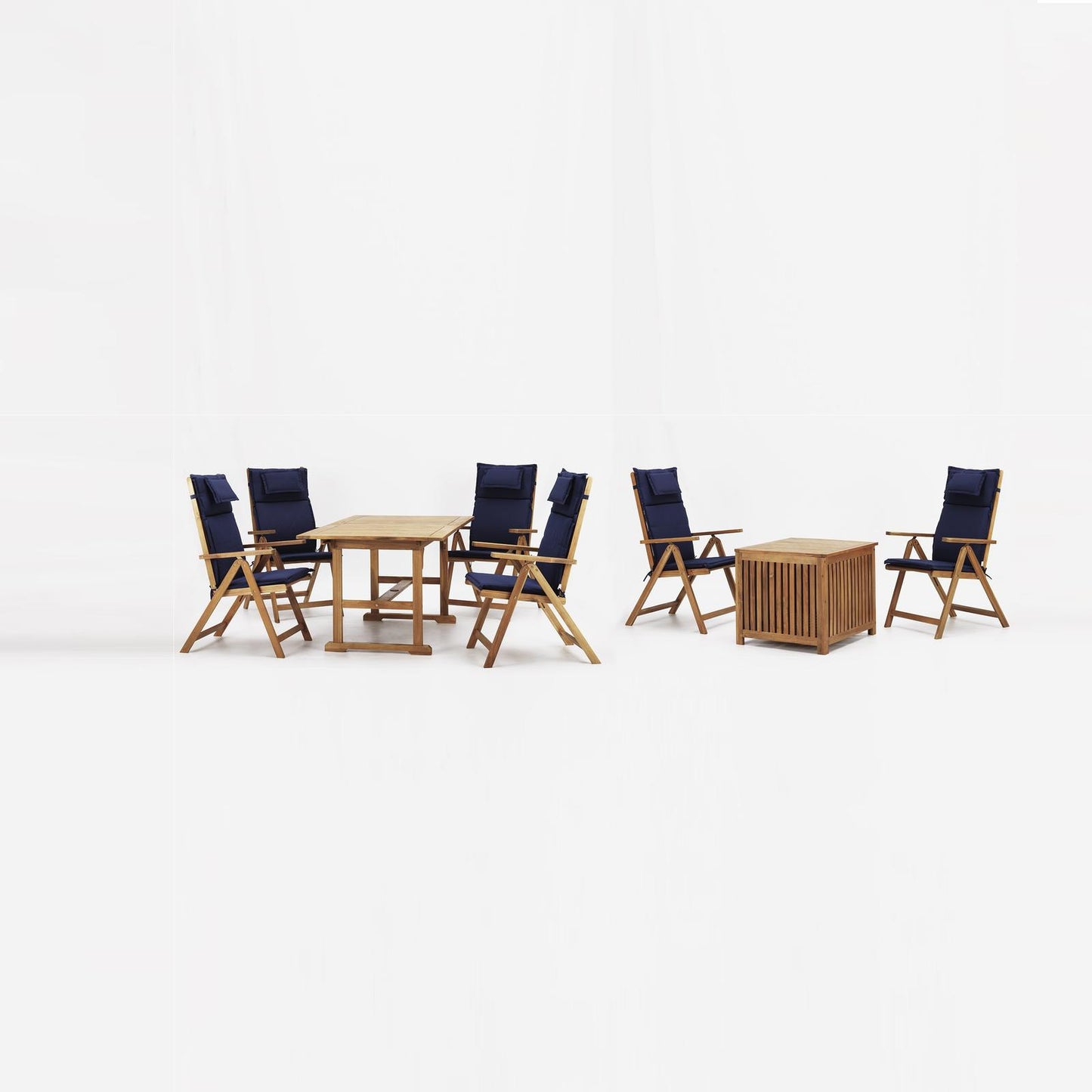 Ensemble d'extérieur en bois d'acacia avec coussins