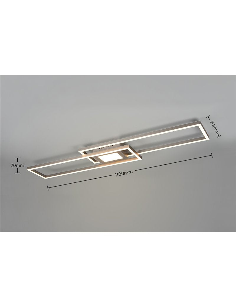 Plafonnier LED Ganado rectangulaire en acier rétroéclairé RGB avec télécommande multifonction l. LED moderne de 110 cm