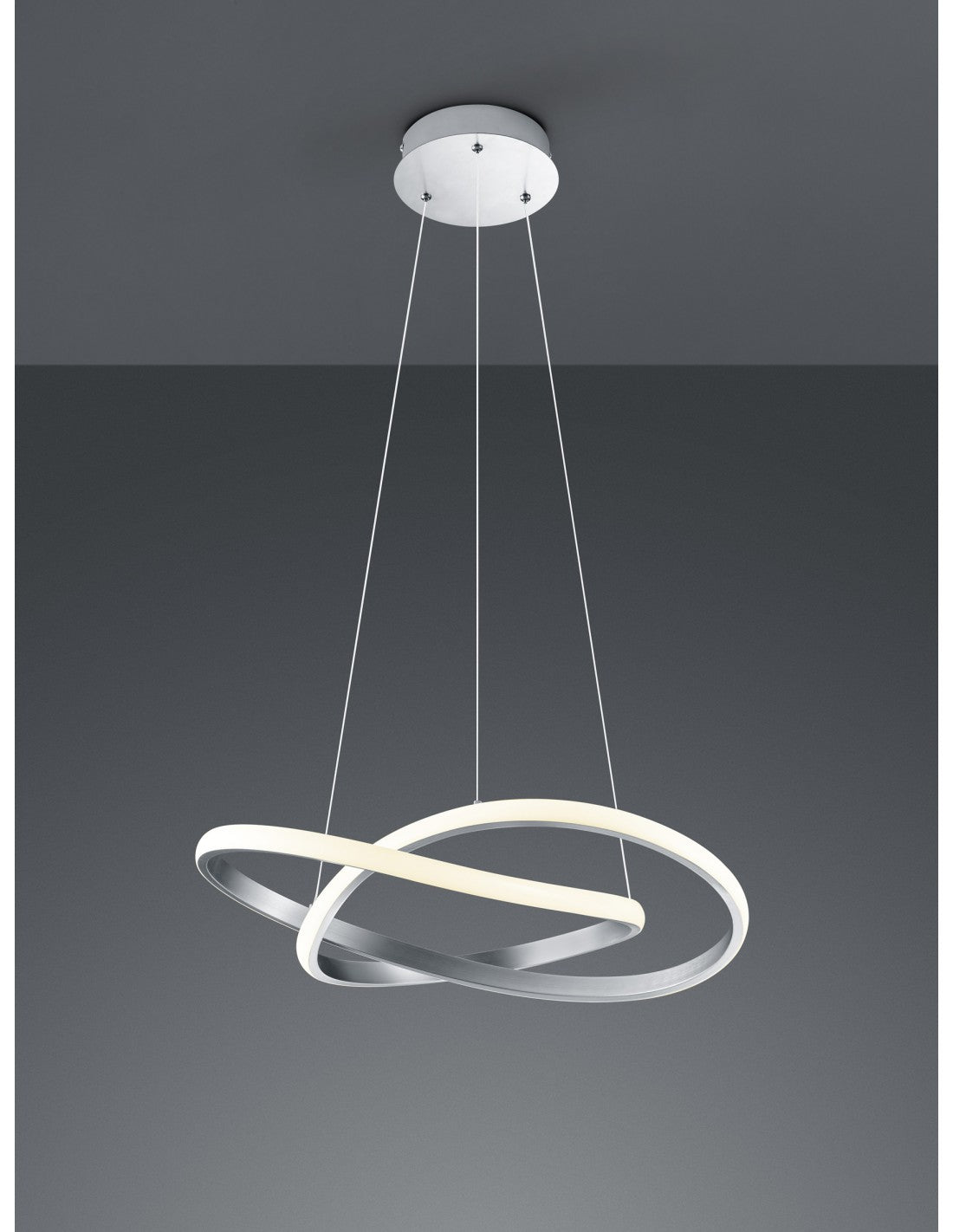 Suspension Moderne Cours Nickel Dimmable LED 27W Ø60 cm Trio Lighting