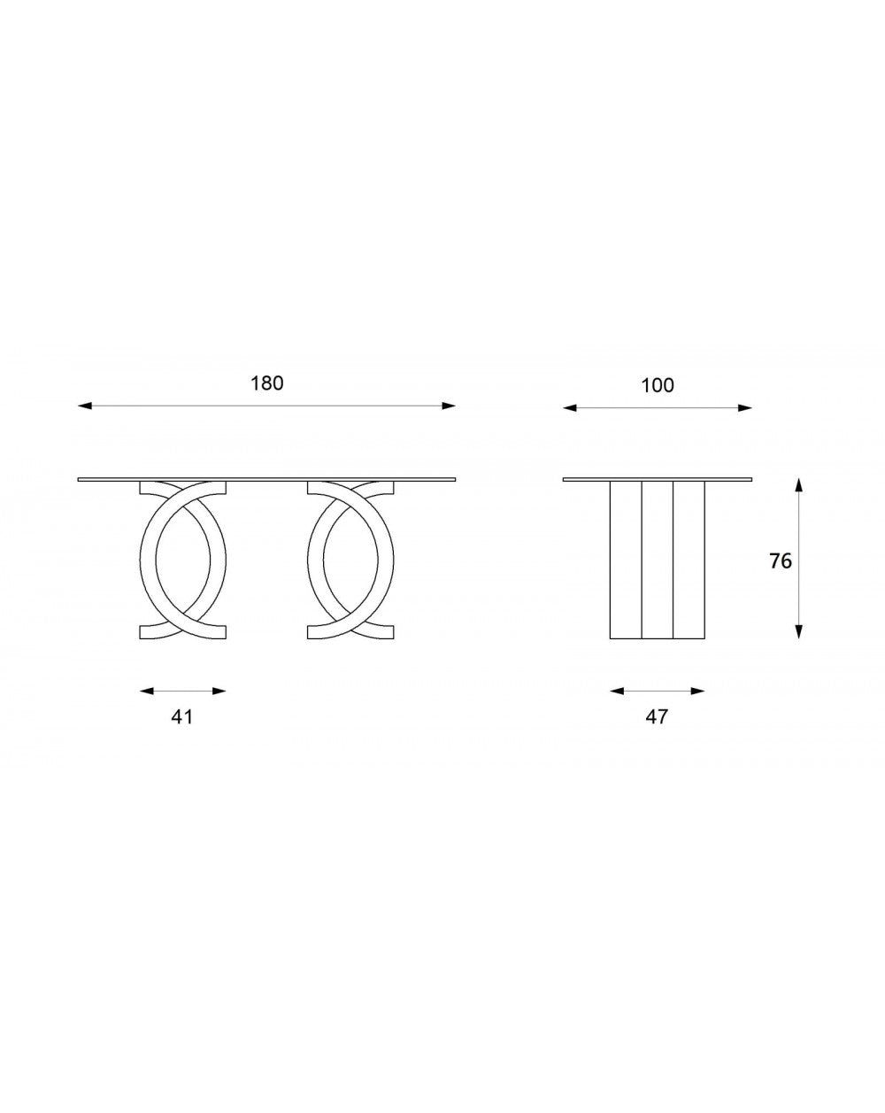 Table fixe 180 x 100 - Transparente - Olimpia
