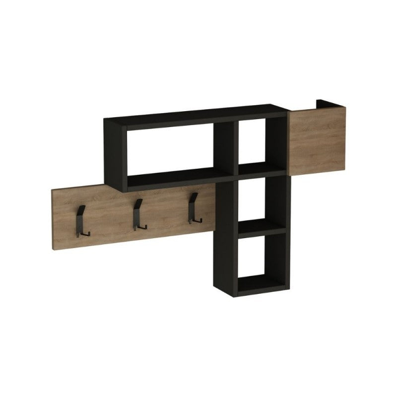 Appendiabiti da parete antracite e rovere Game 99.5x15xh61 cm