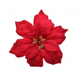 Poinsettia étoile de Noël Rouge avec pince 16x h3 cm