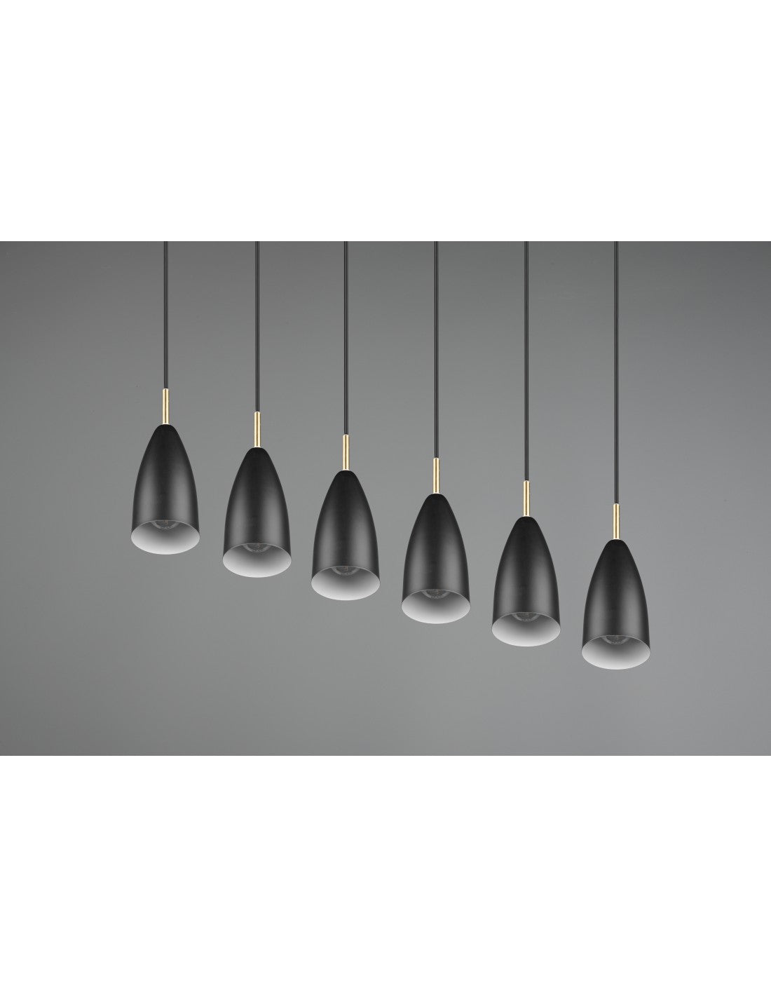 Grande Suspension Linéaire Isola Farin 6 Lumières Noir Trio Lighting