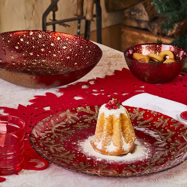 Piatto Portata 33x2.5 cm Vetro Rosso