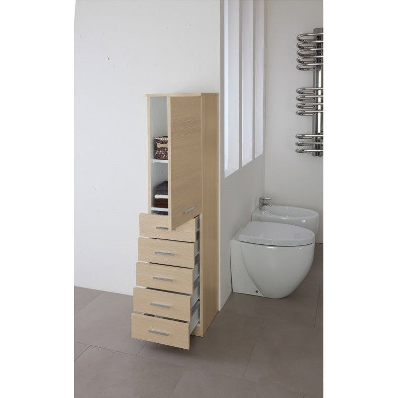 Armoire à serviettes Larice avec cinq tiroirs à portes 35x34x h148,5 cm