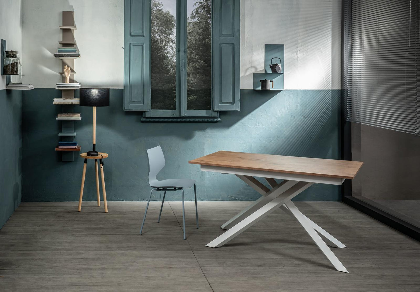 Table extensible chêne blanc 90 cm x 140- 190 cm H. 76 cm