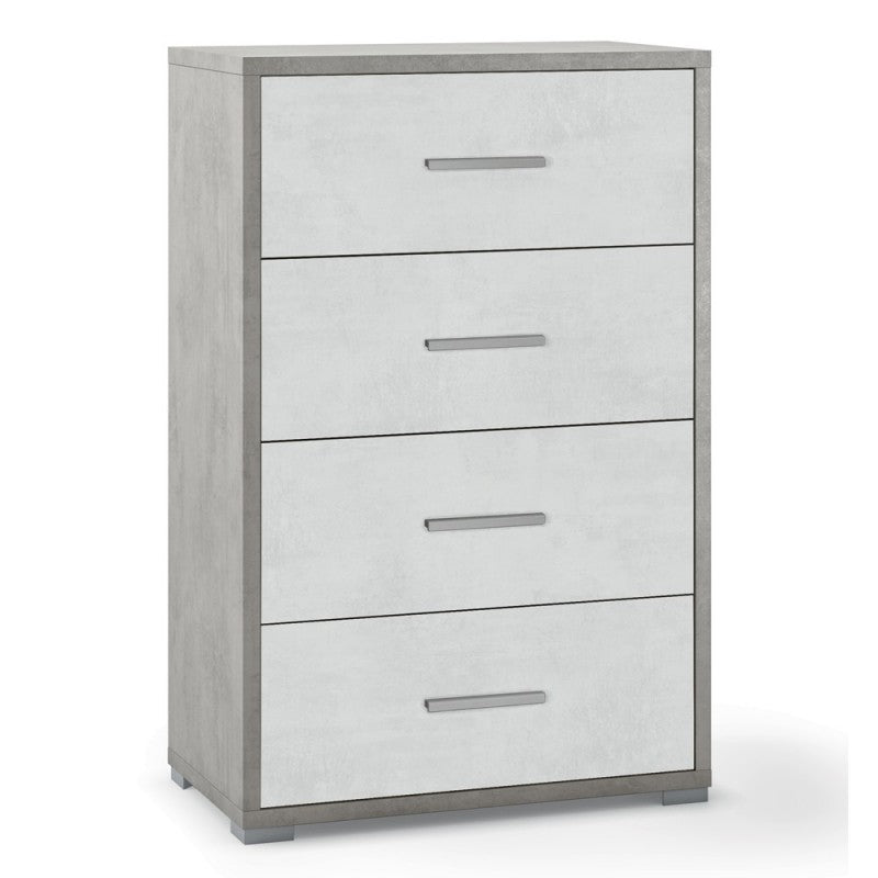 Commode de bureau à quatre tiroirs en ciment blanc 51x41x h110 cm