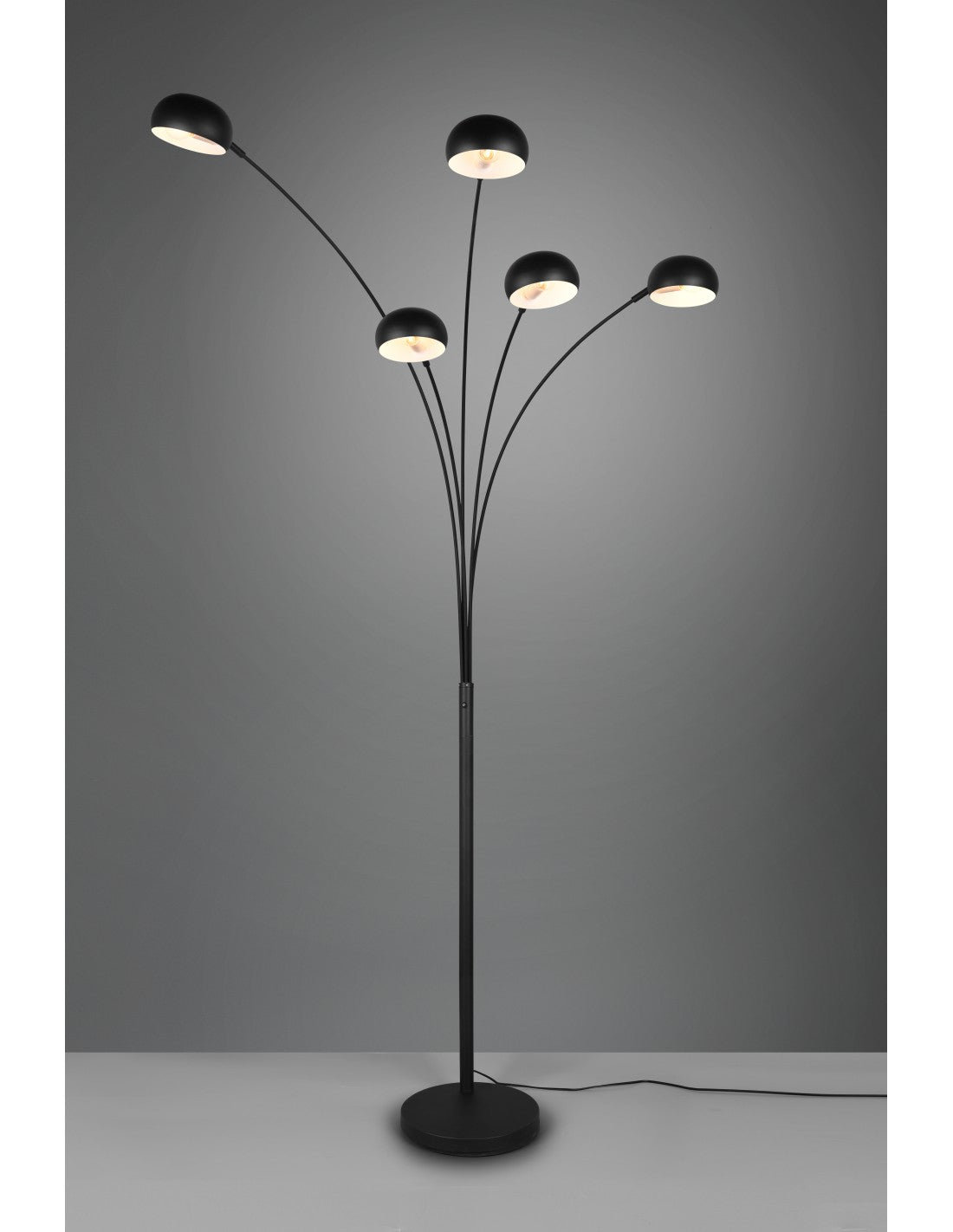 Lampadaire en métal noir avec bras arqués Finger 5xE14 Trio Lighting