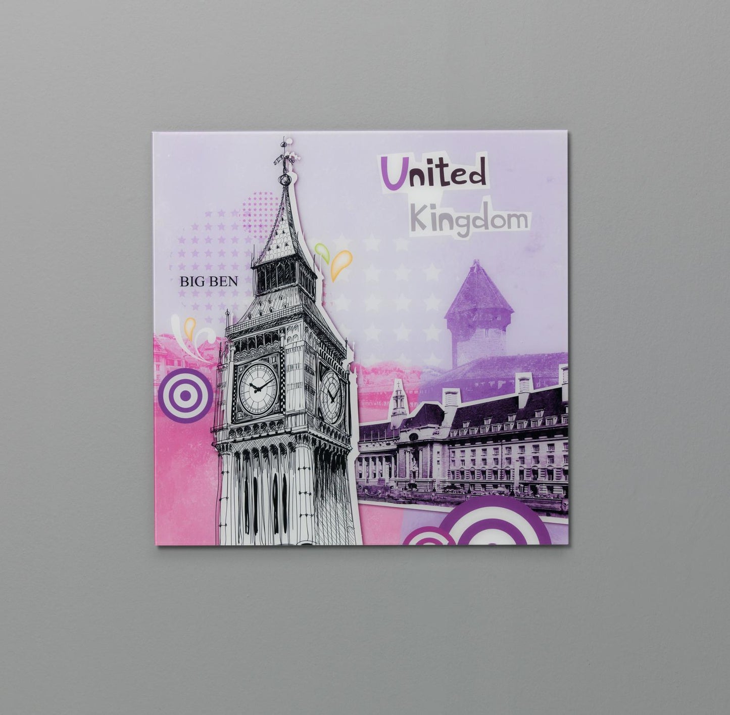 Impression sur verre 70x70 cm avec toile multicolore