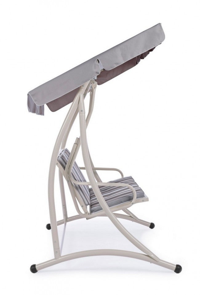 Balançoire trois places en acier Ivoire GRELY 190x120x h185 cm