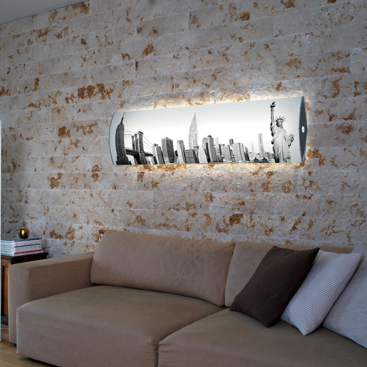 Suspension LED intégrée en plastique blanc cm. 157x42x13h