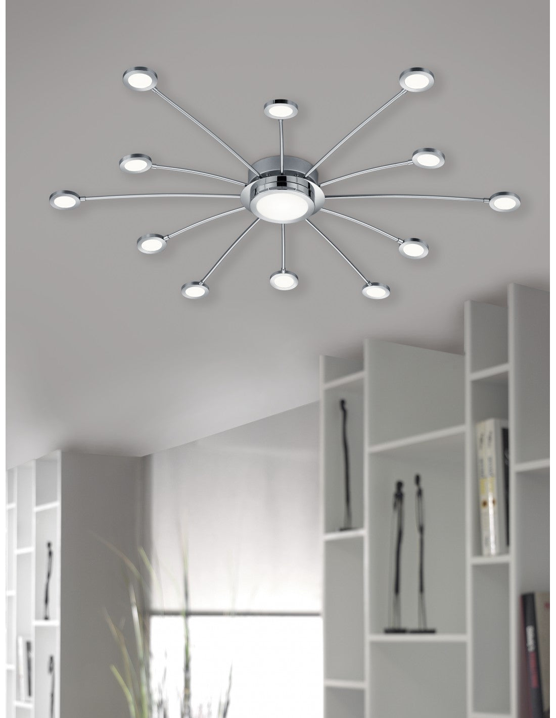 Plafonnier Moderne 13 LED Dimmables Bodrum Ø100 cm Chrome Trio Lighting