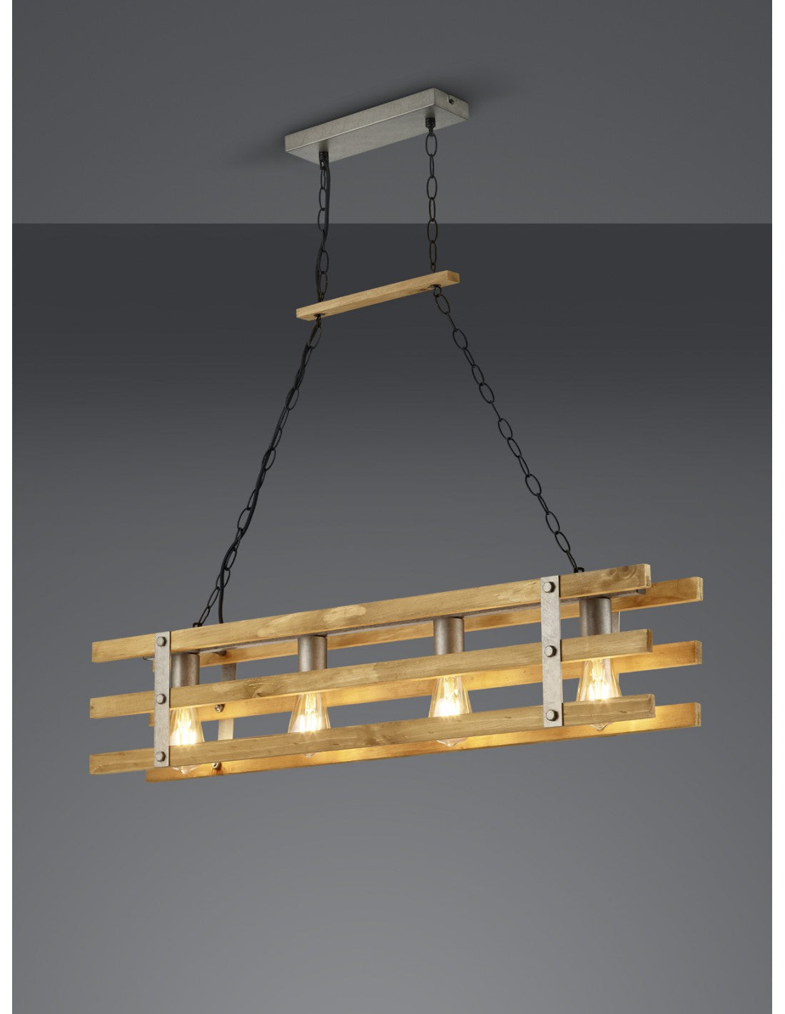 Lustre en bois design rustique Khan 4 lumières Trio Lighting