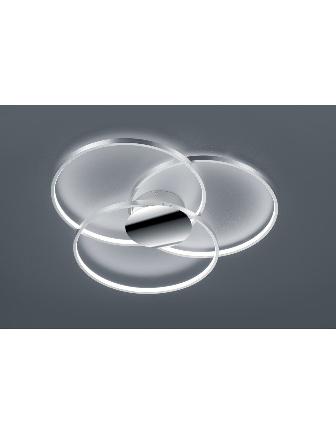 Plafonnier LED Sedona Chrome 3 Cercles Gradable Ø80 cm Trio Lighting