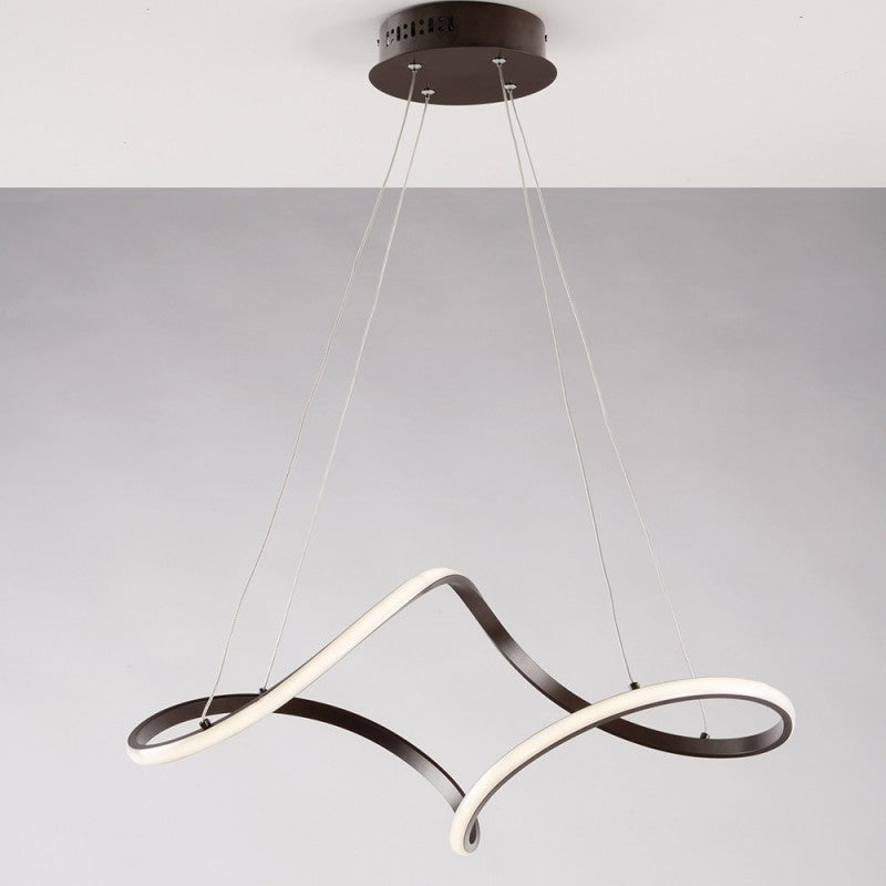 Lustre suspension Caffè en métal et aluminium avec LED intégrée 62x28x h 150 cm