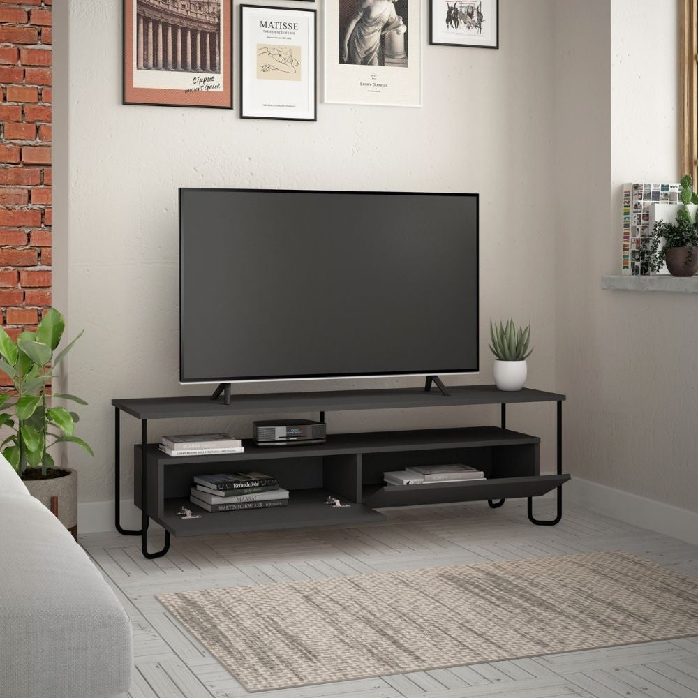 Meuble TV Cornea avec deux portes anthracite