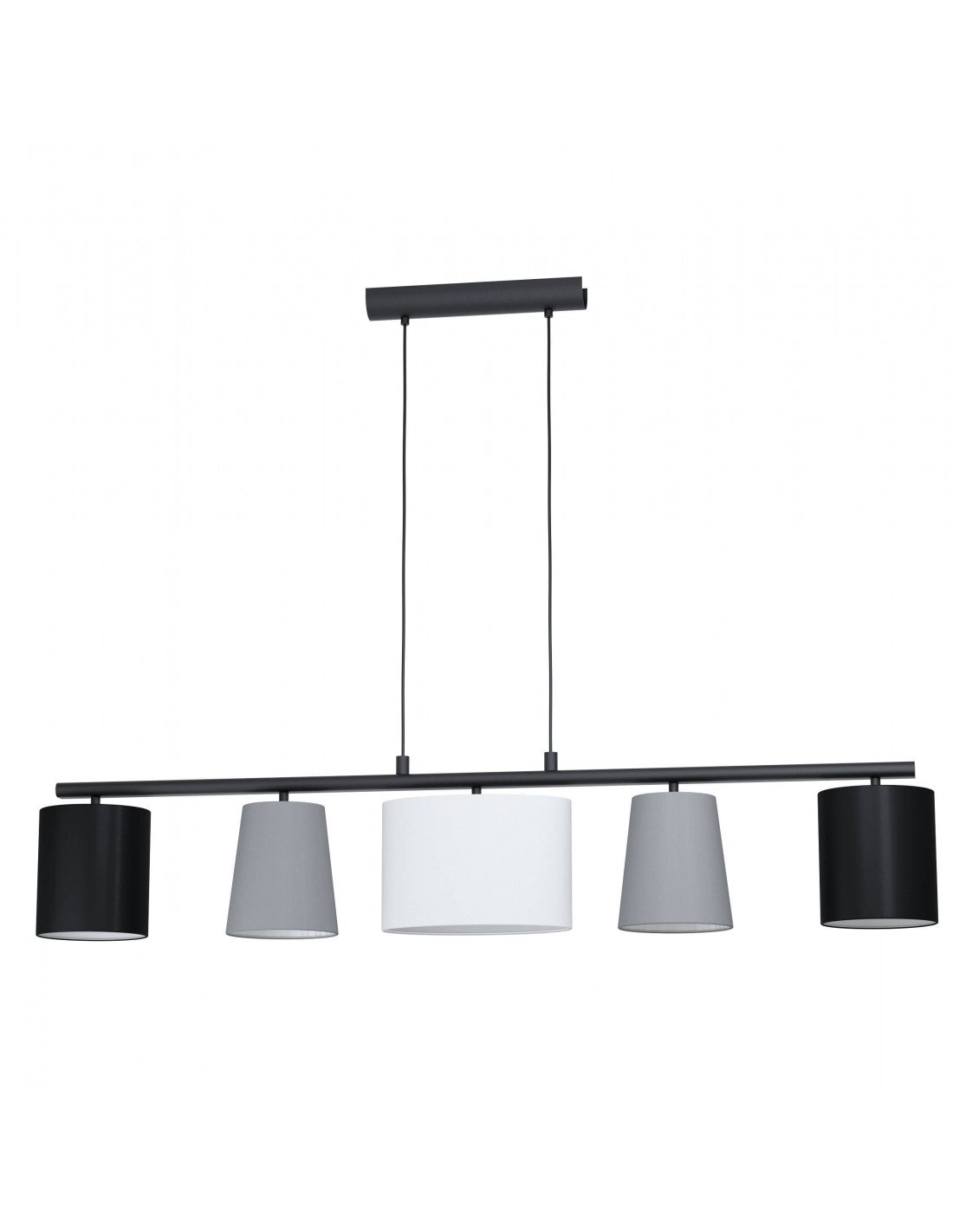 Lampe à suspension Almeida 5xE14 avec abat-jour en tissu multicolore assorti de L120 cm Eglo