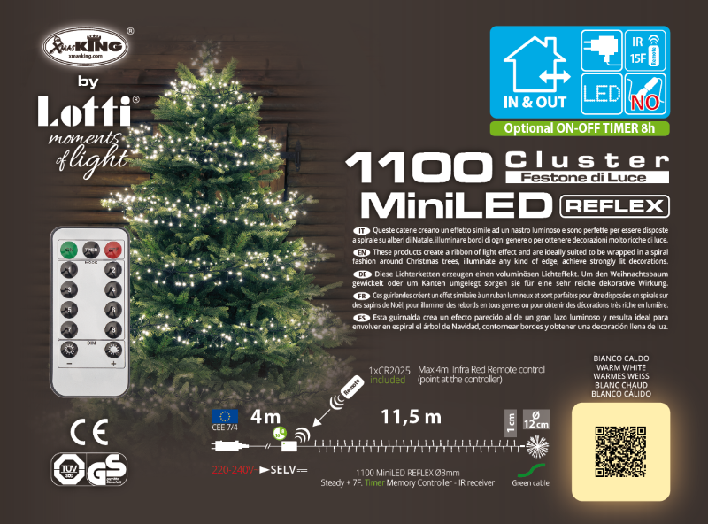 Chaîne LED blanc chaud 1100 MiniLED 11,5m