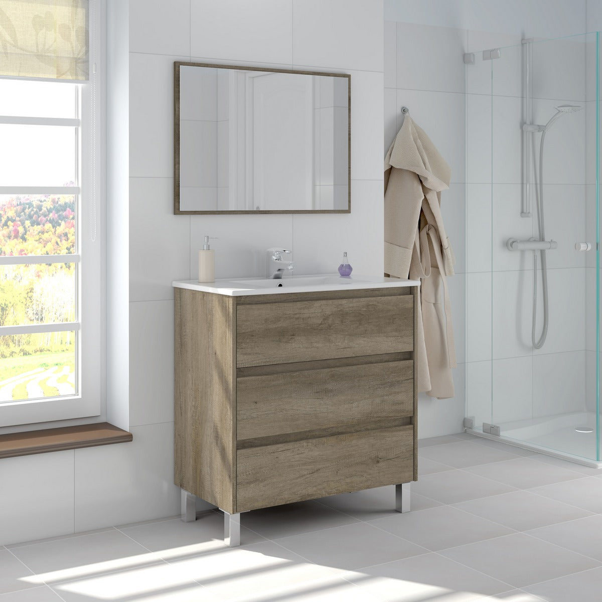 Armoire de salle de bain Dakota/Drake 3 tiroirs (à assembler)